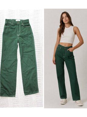Reformation Cowboy Hight rise straight Jeans Size W23/L29 Emerald Casual travel